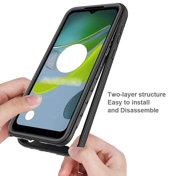 For Motorola Moto E13 Starry Sky Solid Color Shockproof TPU Clear PC Phone Case