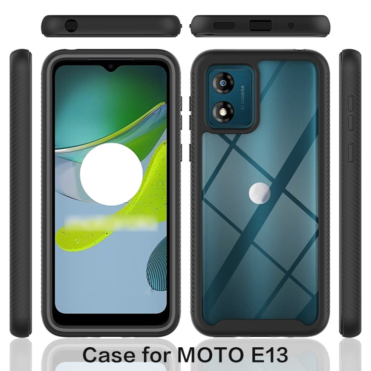 For Motorola Moto E13 Starry Sky Solid Color Shockproof TPU Clear PC Phone Case