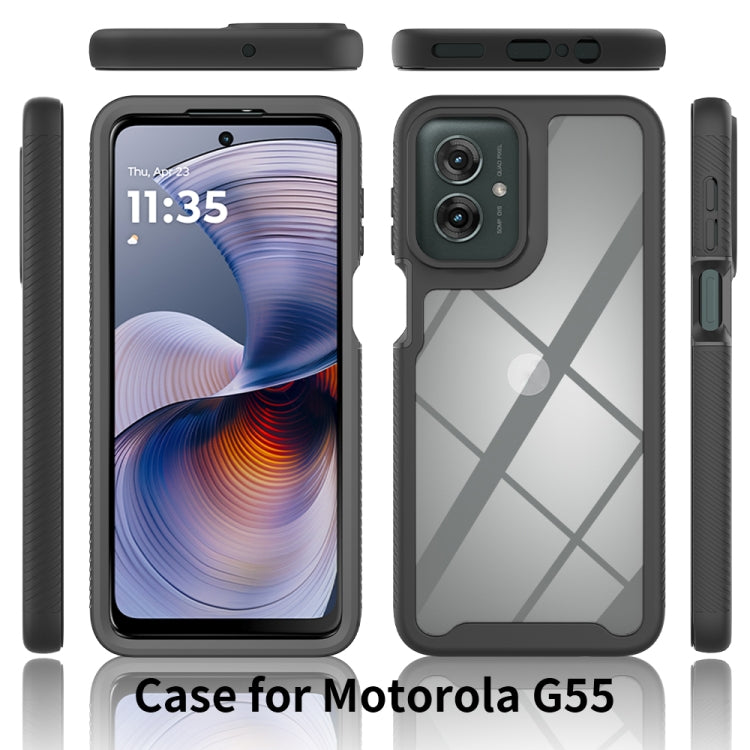 For Motorola Moto G55 Starry Sky Solid Color Shockproof TPU Clear PC Phone Case
