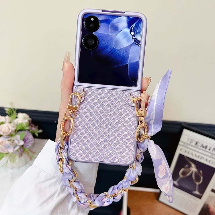 For Xiaomi Mix Flip Sparkling Diamond Rhombus PC Phone Case with Silk Scarf Bracelet