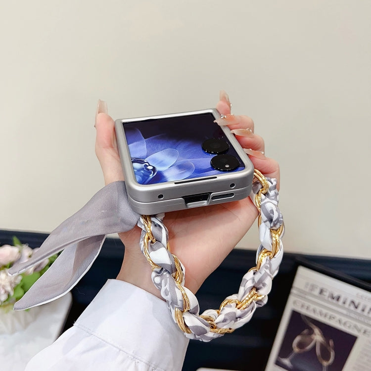 For Xiaomi Mix Flip Sparkling Diamond Rhombus PC Phone Case with Silk Scarf Bracelet
