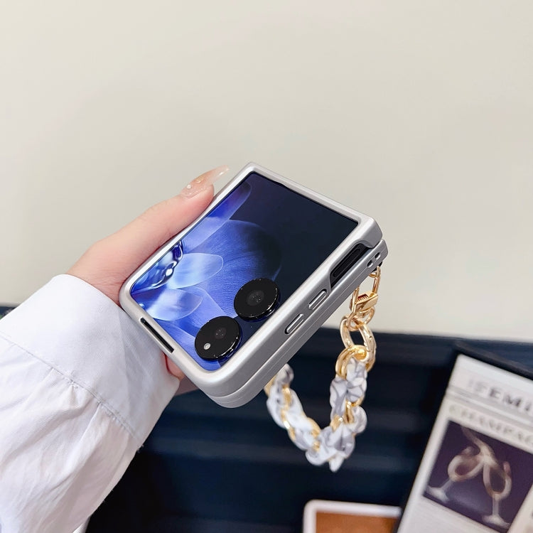 For Xiaomi Mix Flip Sparkling Diamond Rhombus PC Phone Case with Silk Scarf Bracelet