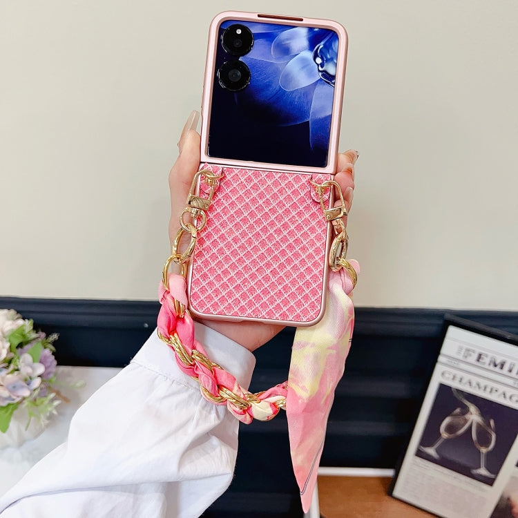 For Xiaomi Mix Flip Sparkling Diamond Rhombus PC Phone Case with Silk Scarf Bracelet