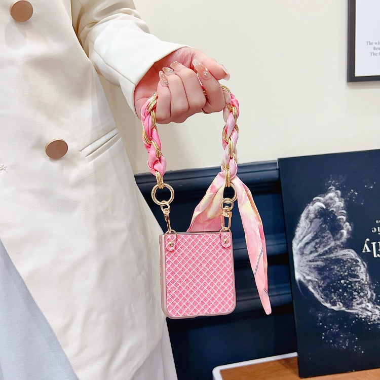 For Xiaomi Mix Flip Sparkling Diamond Rhombus PC Phone Case with Silk Scarf Bracelet