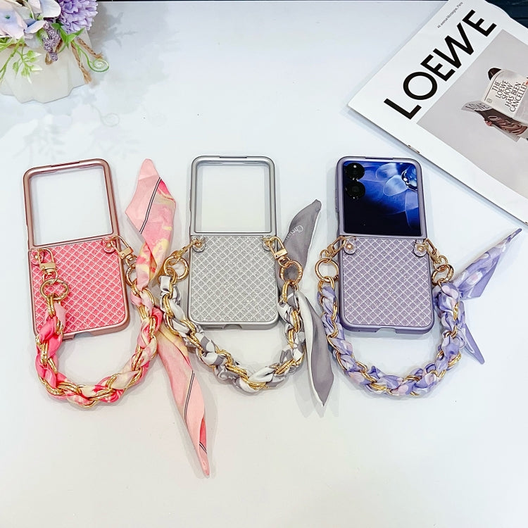 For Xiaomi Mix Flip Sparkling Diamond Rhombus PC Phone Case with Silk Scarf Bracelet