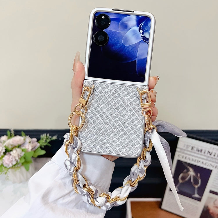 For Xiaomi Mix Flip Sparkling Diamond Rhombus PC Phone Case with Silk Scarf Bracelet