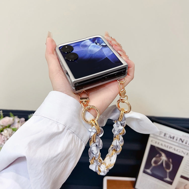 For Xiaomi Mix Flip Sparkling Diamond Rhombus PC Phone Case with Silk Scarf Bracelet