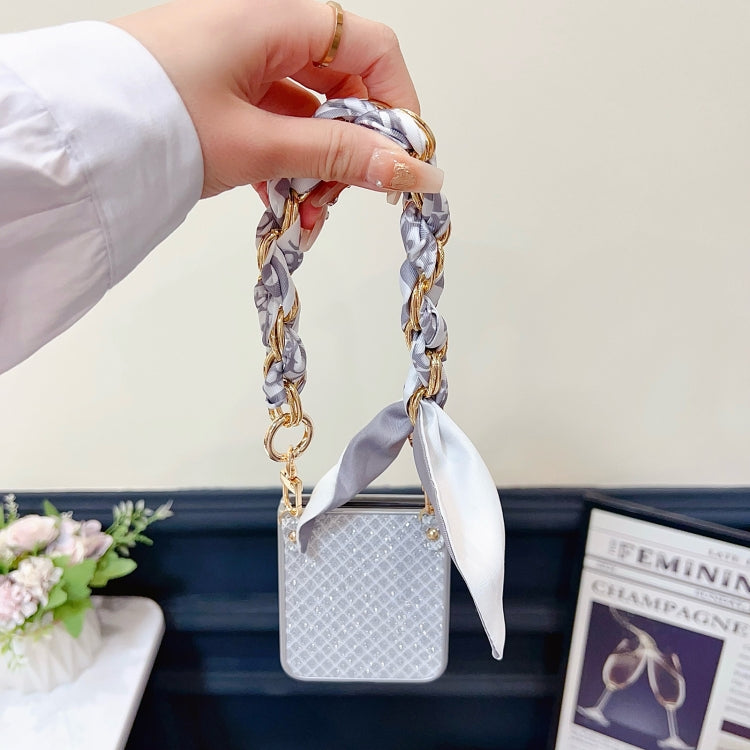 For Xiaomi Mix Flip Sparkling Diamond Rhombus PC Phone Case with Silk Scarf Bracelet
