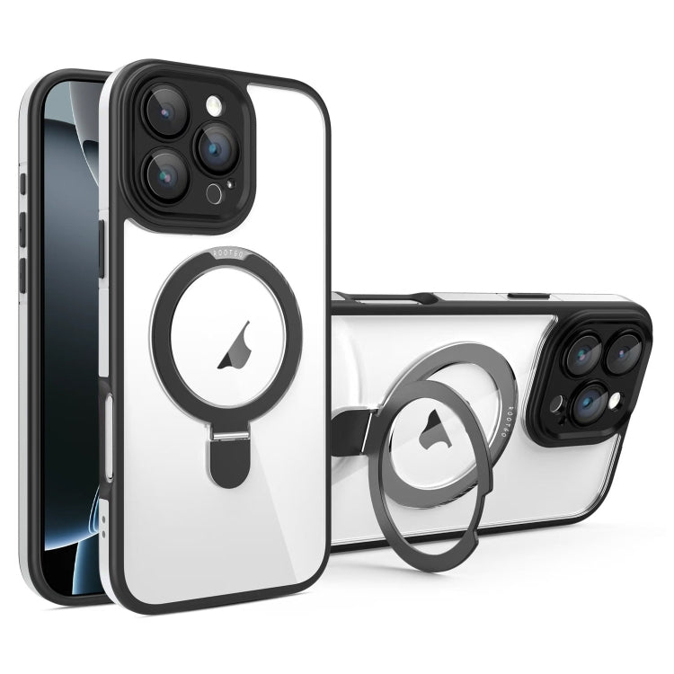 For iPhone 16 Pro Max Full Coverage Lens Film MagSafe Holder Transparent Phone Case