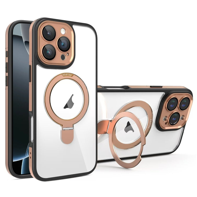 For iPhone 16 Pro Full Coverage Lens Film MagSafe Holder Transparent Phone Case