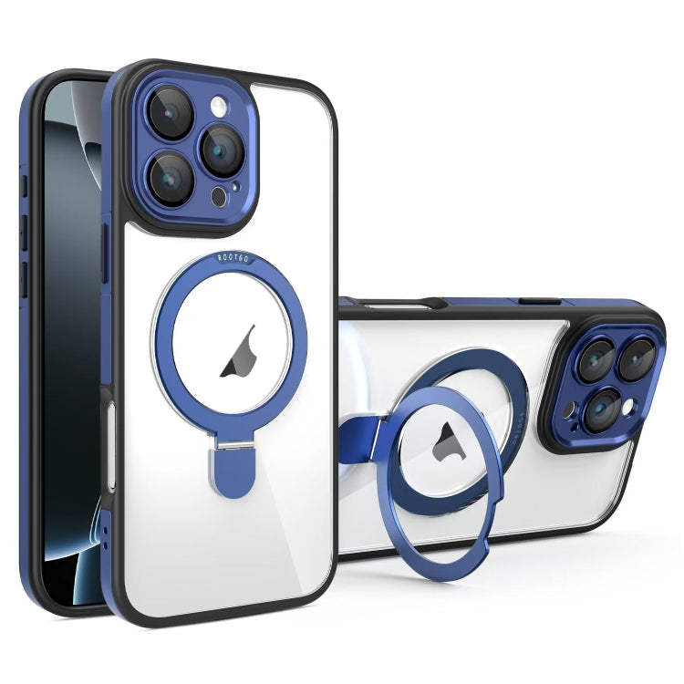 For iPhone 16 Pro Full Coverage Lens Film MagSafe Holder Transparent Phone Case