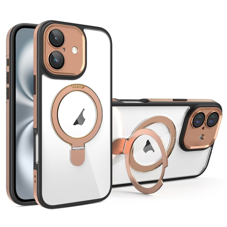 For iPhone 16 Full Coverage Lens Film MagSafe Holder Transparent Phone Case