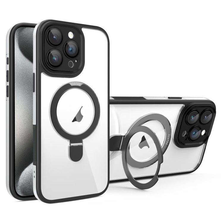 For iPhone 15 Pro Max Full Coverage Lens Film MagSafe Holder Transparent Phone Case
