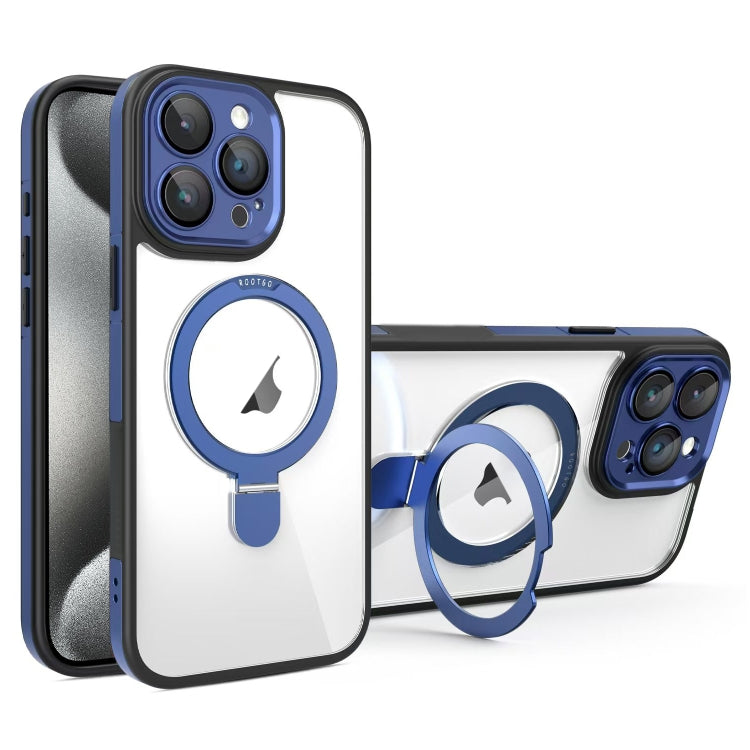 For iPhone 15 Pro Full Coverage Lens Film MagSafe Holder Transparent Phone Case