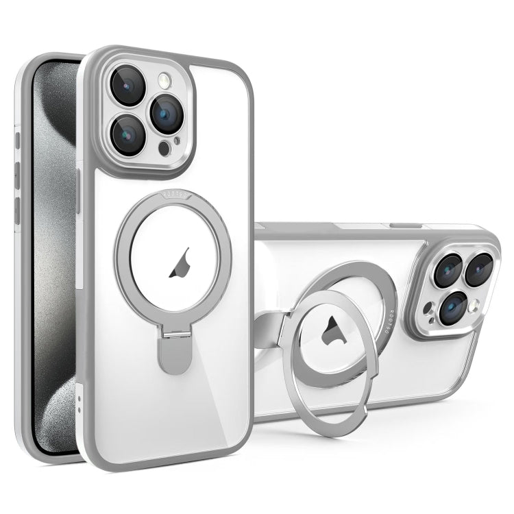 For iPhone 15 Pro Full Coverage Lens Film MagSafe Holder Transparent Phone Case