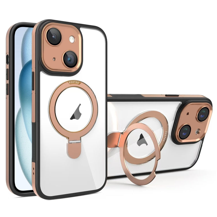 For iPhone 15 Full Coverage Lens Film MagSafe Holder Transparent Phone Case