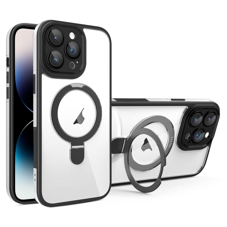 For iPhone 14 Pro Full Coverage Lens Film MagSafe Holder Transparent Phone Case