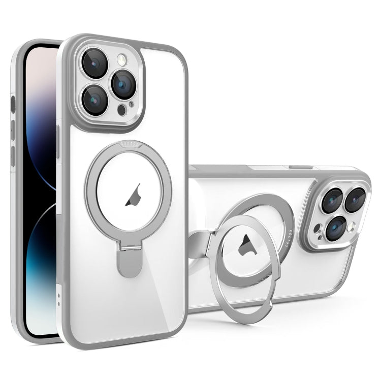 For iPhone 14 Pro Full Coverage Lens Film MagSafe Holder Transparent Phone Case