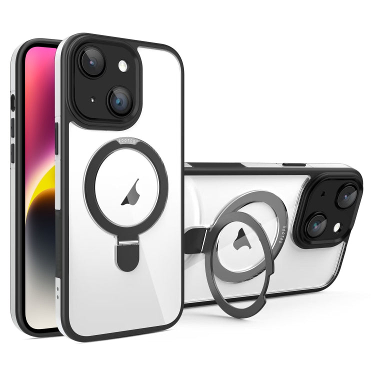 For iPhone 14 Full Coverage Lens Film MagSafe Holder Transparent Phone Case