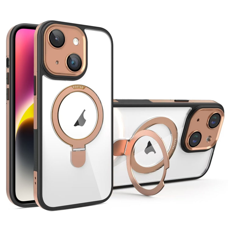 For iPhone 14 Full Coverage Lens Film MagSafe Holder Transparent Phone Case
