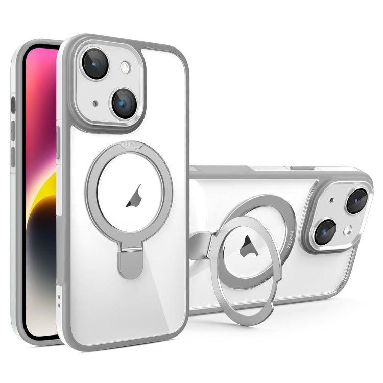 For iPhone 14 Full Coverage Lens Film MagSafe Holder Transparent Phone Case