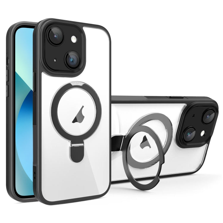 For iPhone 13 Full Coverage Lens Film MagSafe Holder Transparent Phone Case