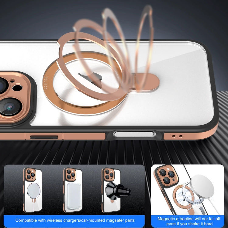 For iPhone 14 Pro Full Coverage Lens Film MagSafe Holder Transparent Phone Case