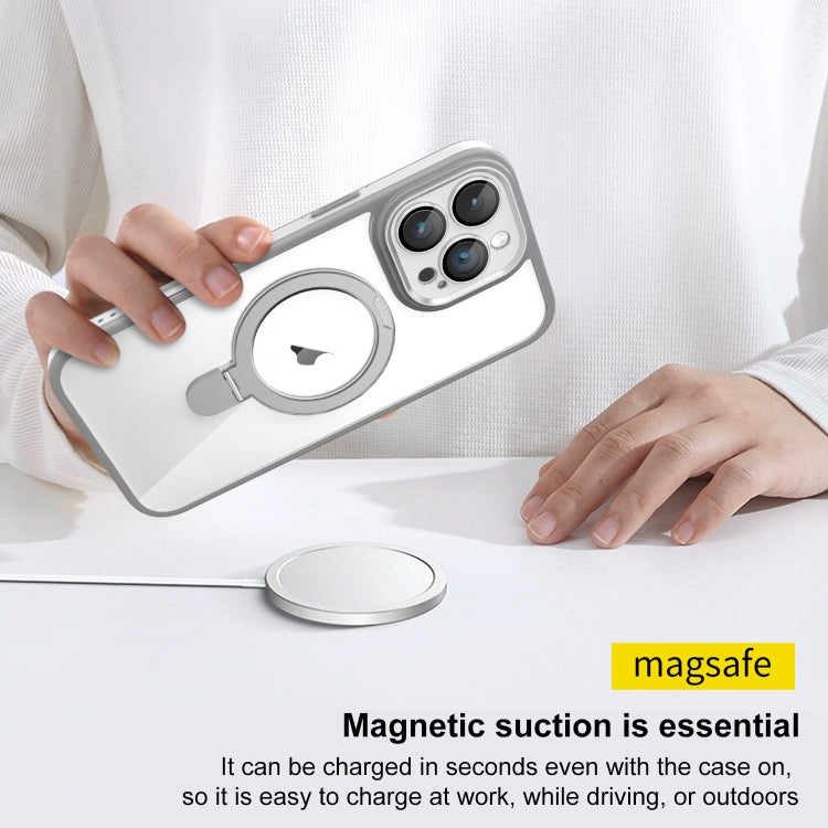 For iPhone 13 Pro Max Full Coverage Lens Film MagSafe Holder Transparent Phone Case