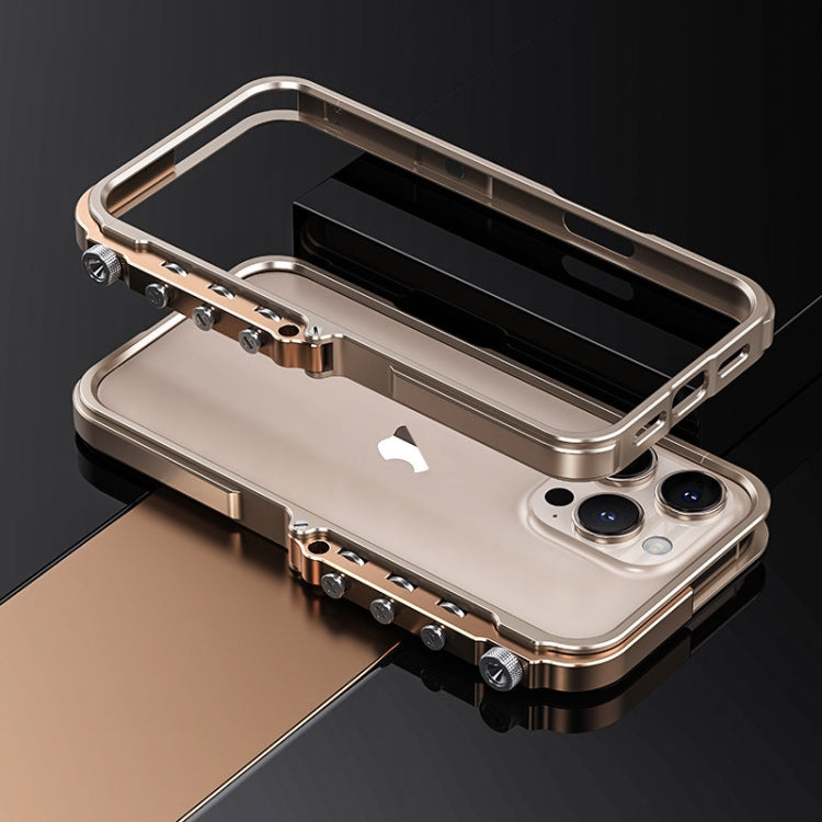 For iPhone 16 Pro Mechanical Armor Creative Metal Frame Aluminum Alloy Phone Case