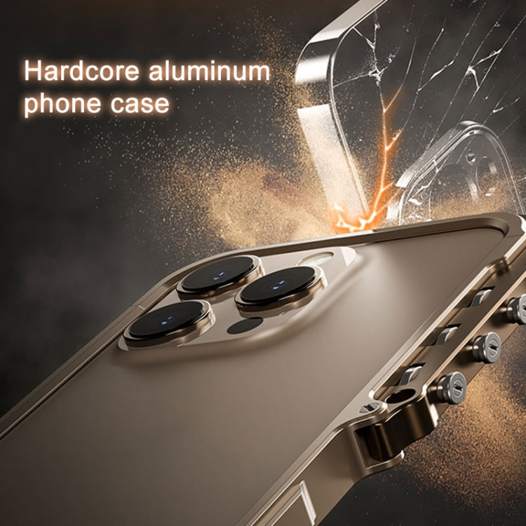For iPhone 16 Pro Mechanical Armor Creative Metal Frame Aluminum Alloy Phone Case