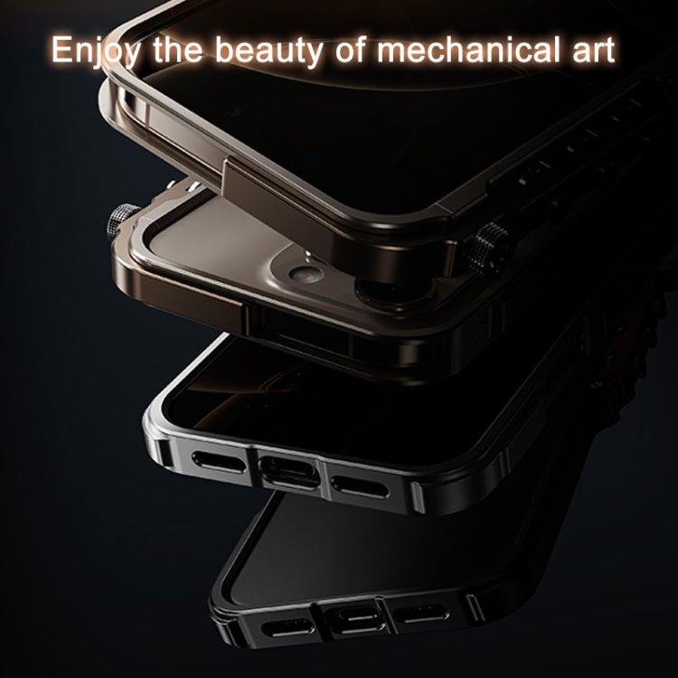 For iPhone 16 Pro Mechanical Armor Creative Metal Frame Aluminum Alloy Phone Case