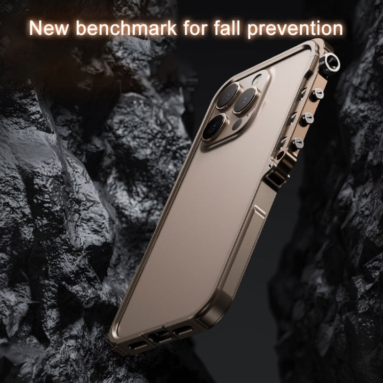 For iPhone 16 Pro Mechanical Armor Creative Metal Frame Aluminum Alloy Phone Case