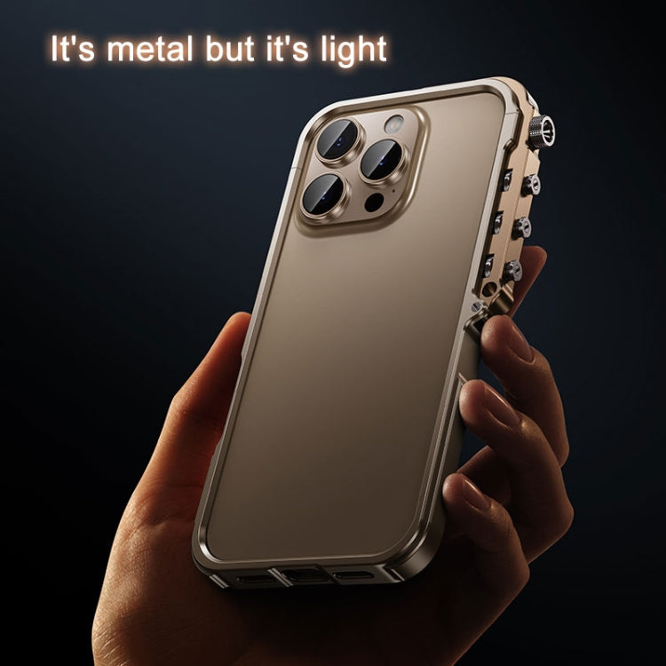 For iPhone 16 Mechanical Armor Creative Metal Frame Aluminum Alloy Phone Case