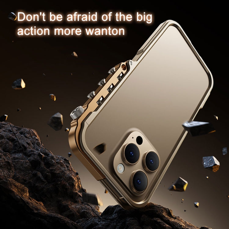 For iPhone 16 Pro Mechanical Armor Creative Metal Frame Aluminum Alloy Phone Case