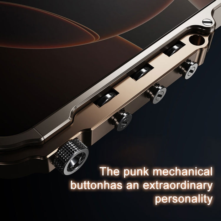 For iPhone 16 Pro Mechanical Armor Creative Metal Frame Aluminum Alloy Phone Case