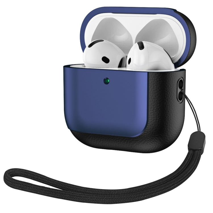 For AirPods 4 Electroplating Leather Texture Wireless Earbuds Box Protective Case