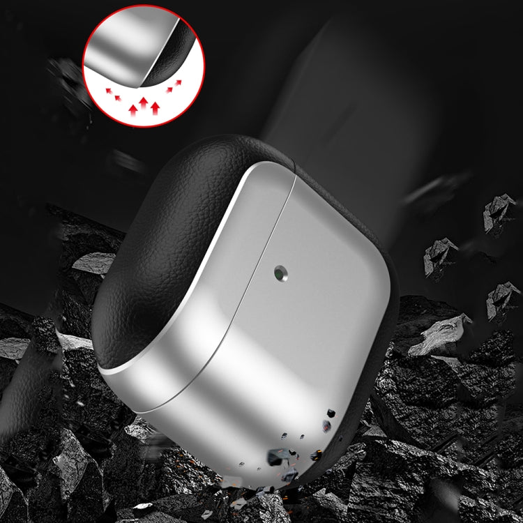 For AirPods 4 ANC Electroplating Leather Texture Wireless Earbuds Box Protective Case