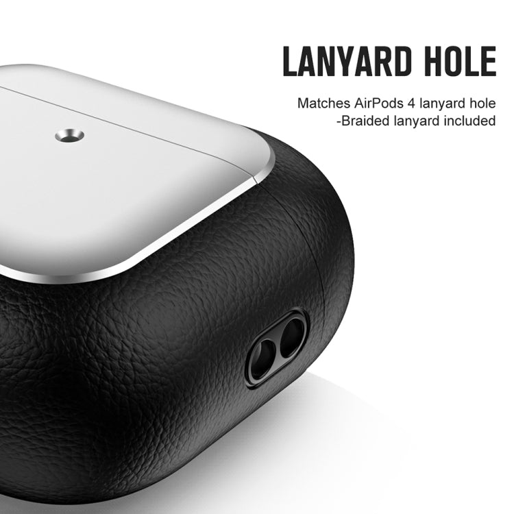 For AirPods 4 Electroplating Leather Texture Wireless Earbuds Box Protective Case