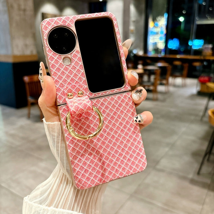 For OPPO Find N3 Flip Sparkling Diamond Rhombus PC Phone Case with Ring