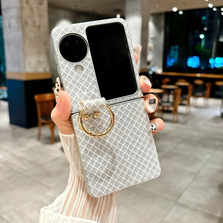 For OPPO Find N3 Flip Sparkling Diamond Rhombus PC Phone Case with Ring