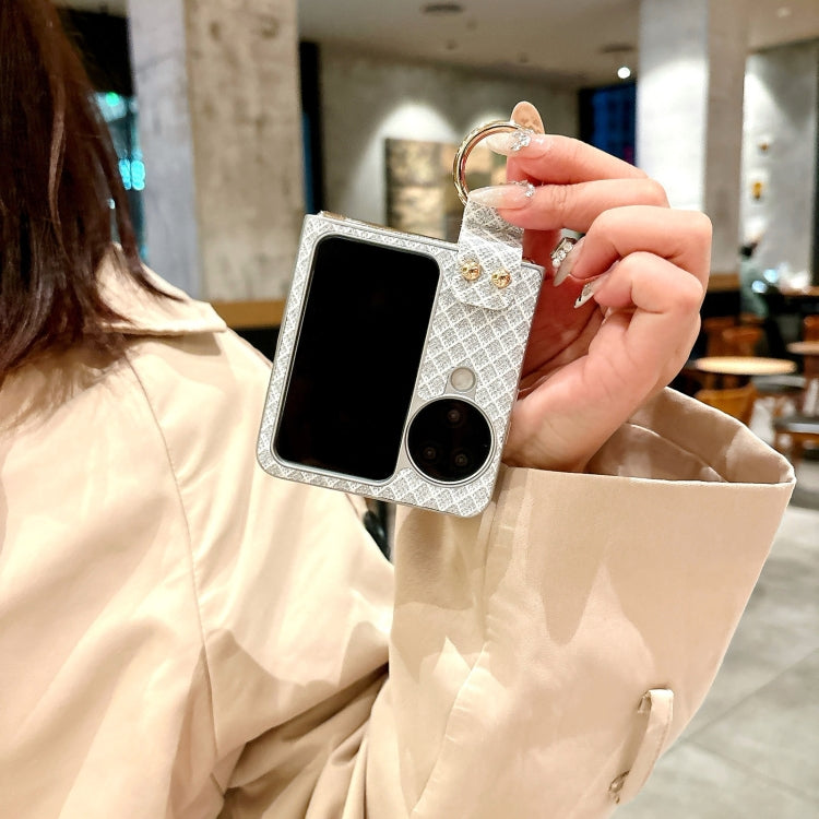 For OPPO Find N3 Flip Sparkling Diamond Rhombus PC Phone Case with Ring