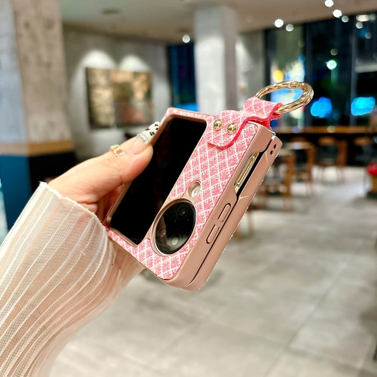 For OPPO Find N3 Flip Sparkling Diamond Rhombus PC Phone Case with Ring