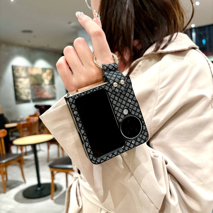 For OPPO Find N3 Flip Sparkling Diamond Rhombus PC Phone Case with Ring