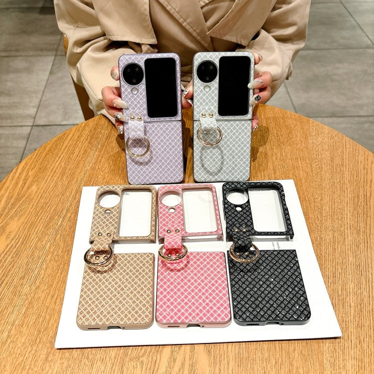 For OPPO Find N3 Flip Sparkling Diamond Rhombus PC Phone Case with Ring