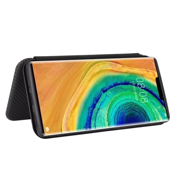 For Huawei Mate 30 Pro Carbon Fiber Texture Horizontal Flip TPU + PC + PU Leather Case with Card Slot