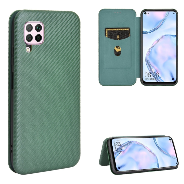 For Huawei nova 6 SE / nova 7i Carbon Fiber Texture Horizontal Flip TPU + PC + PU Leather Case with Card Slot
