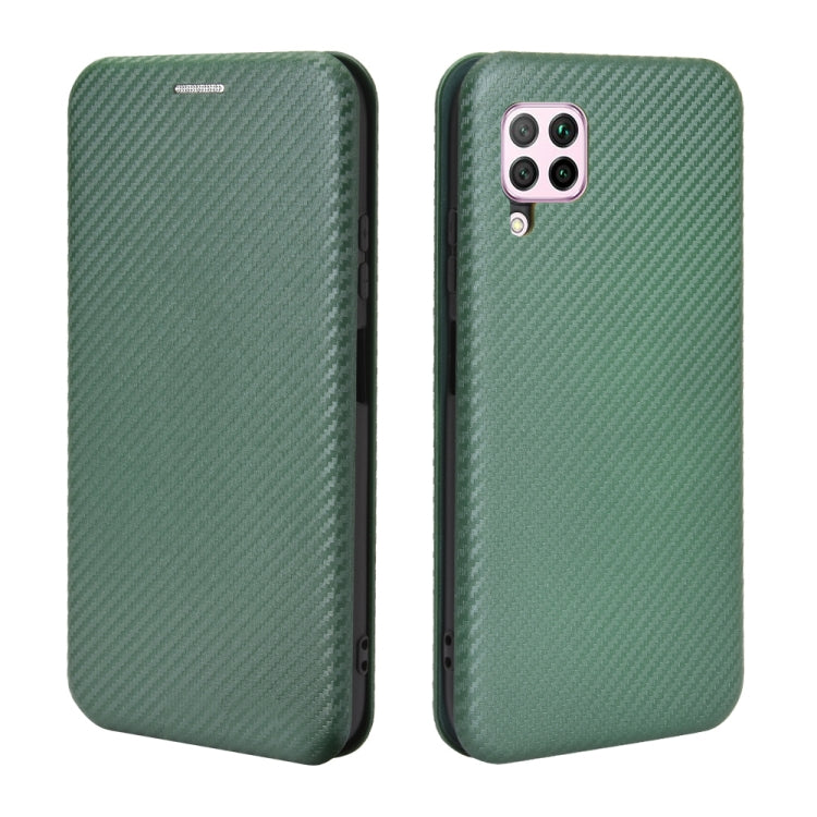For Huawei nova 6 SE / nova 7i Carbon Fiber Texture Horizontal Flip TPU + PC + PU Leather Case with Card Slot