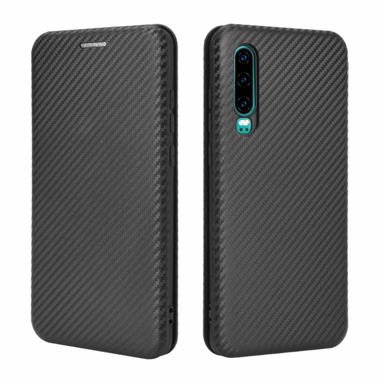 For Huawei P30 Carbon Fiber Texture Horizontal Flip TPU + PC + PU Leather Case with Card Slot
