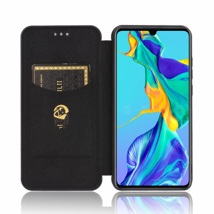For Huawei P30 Carbon Fiber Texture Horizontal Flip TPU + PC + PU Leather Case with Card Slot