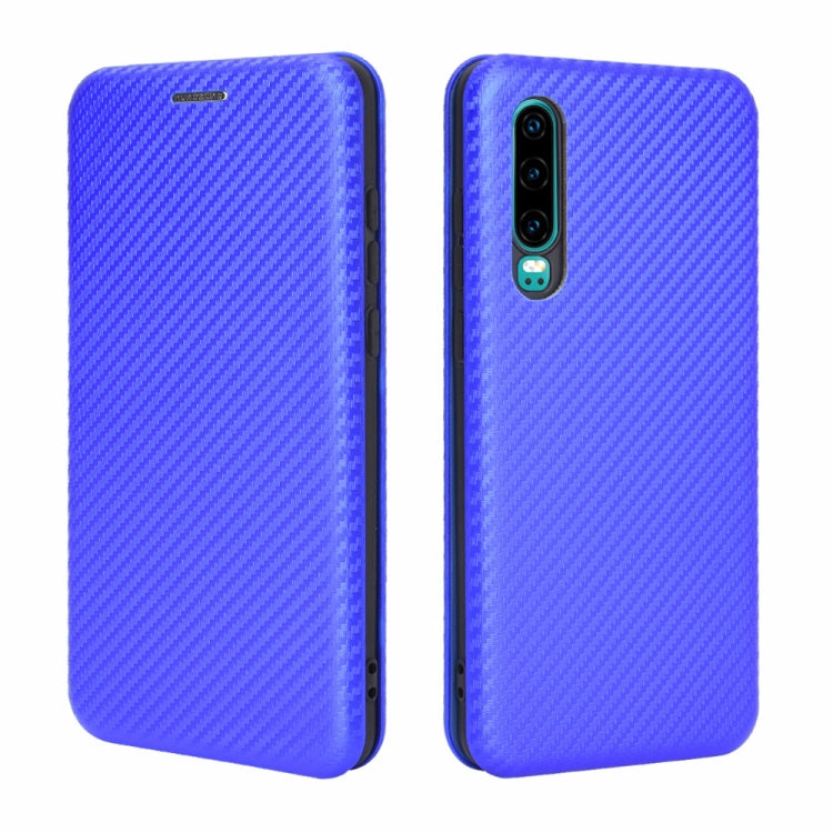 For Huawei P30 Carbon Fiber Texture Horizontal Flip TPU + PC + PU Leather Case with Card Slot